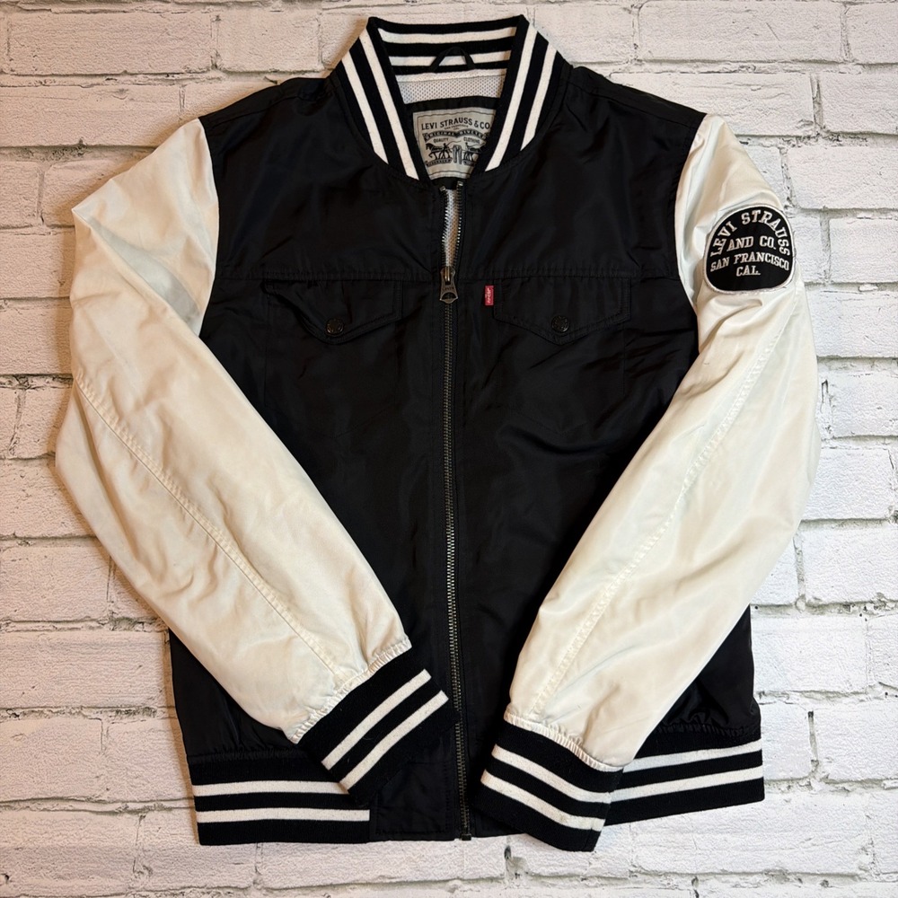 Levi's Strauss & Co Colorblock Varsity Men's Jacket Black White Sz Small